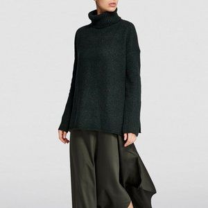 All Saints Arta Dark Green Metallic Fleck Turtleneck A-Line Pullover Sweater L